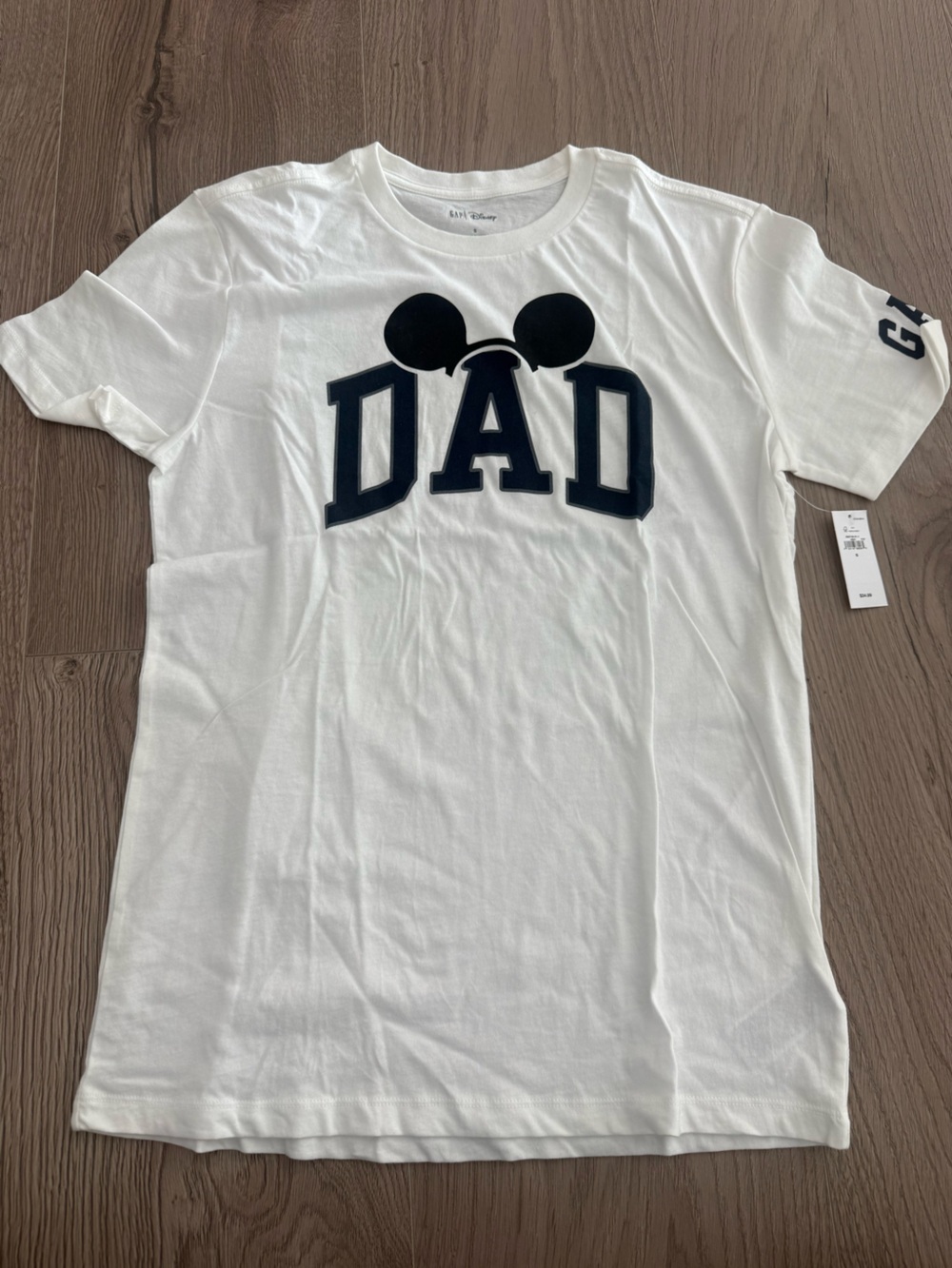 GAP Men’s White 'DAD' Graphic Tee with Mickey Ears